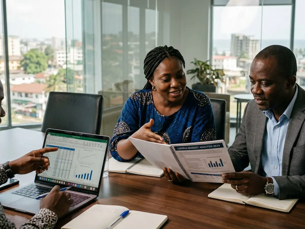 Sahkahn Group consultants reviewing a market analysis report